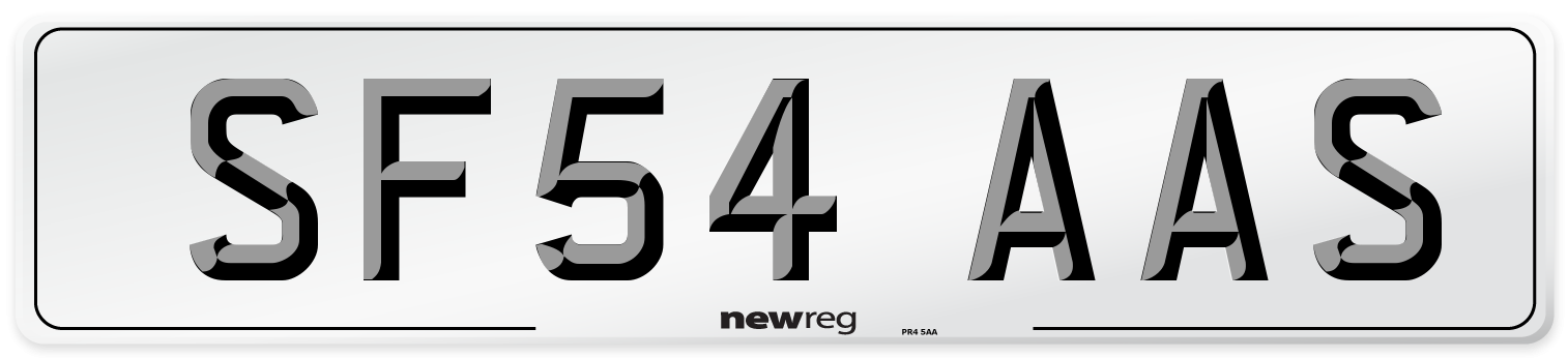 SF54 AAS Number Plate from New Reg